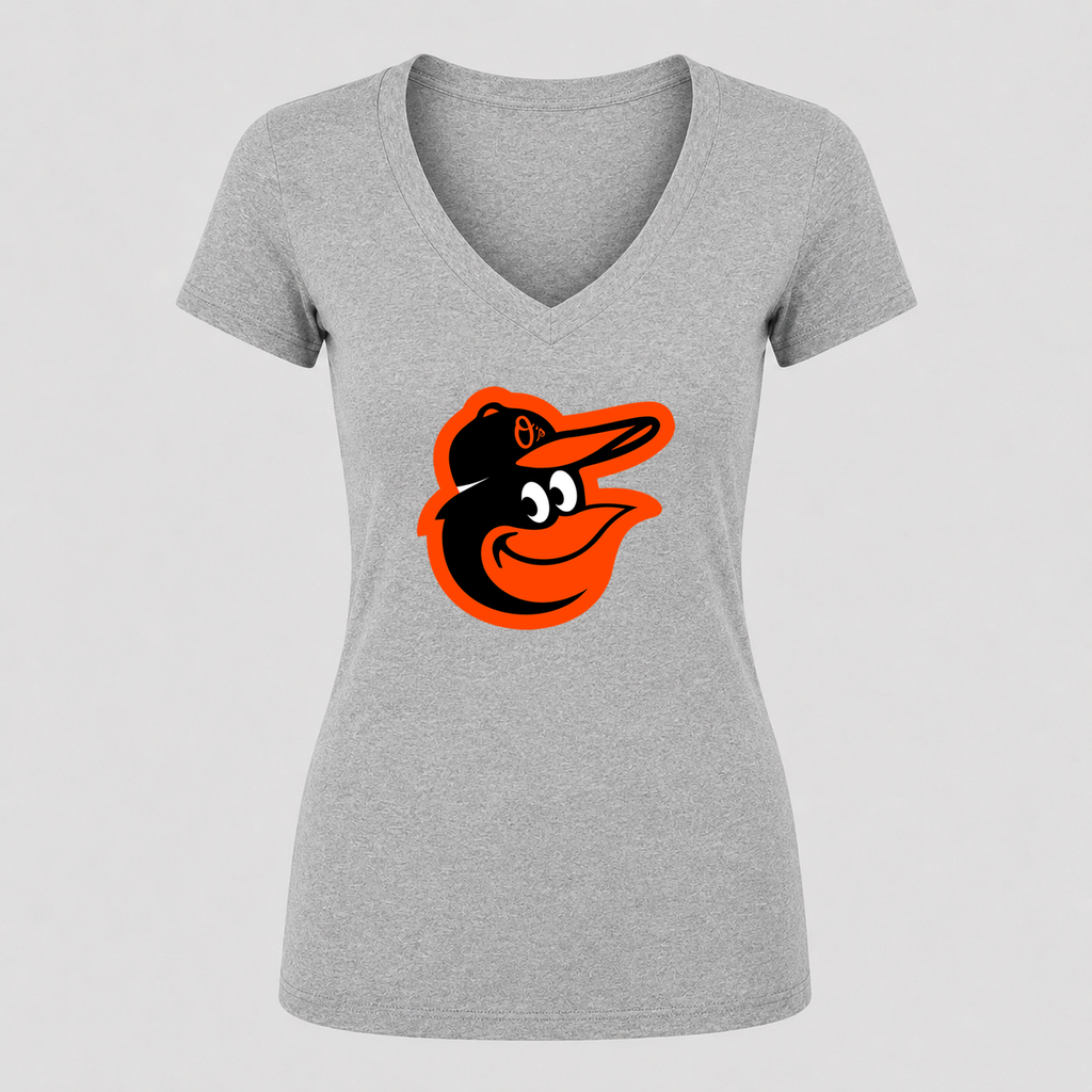 Women's Baltimore Orioles V Neck T-Shirt in gray