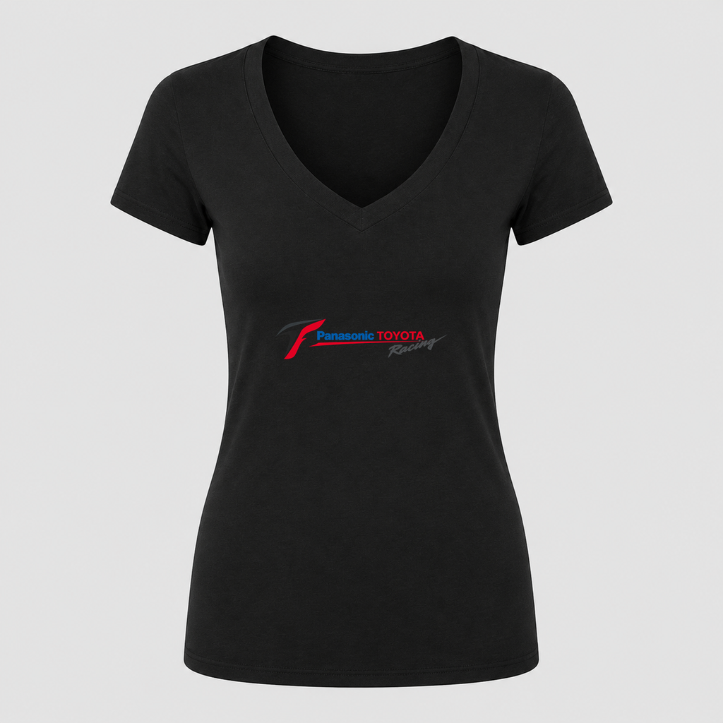 Women's Panasonic Toyota Racing V Neck T-Shirt in black