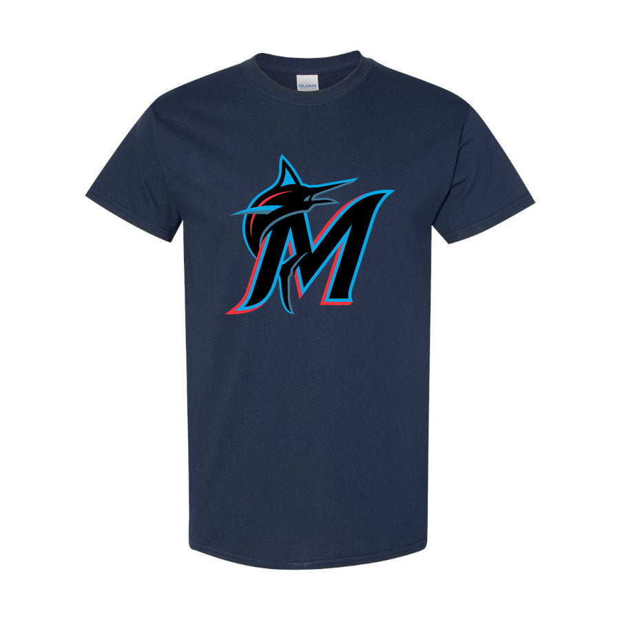 Men's Miami Marlins Cotton T-Shirt - Navy