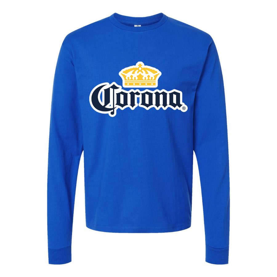 Men's Corona logo Long sleeves Cotton Blend T-Shirt - Blue