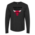 Men's Chicago bulls black Long sleeves Cotton Blend T-Shirt - Black