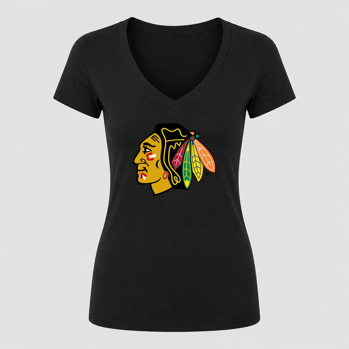Women's Chicago Blackhawks V Neck T-Shirt in black