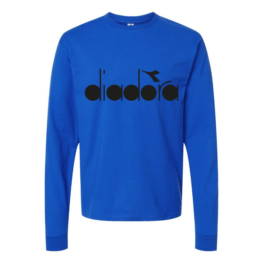 Men's Diadora-logo-1536x864 Long sleeves Cotton Blend T-Shirt - Blue