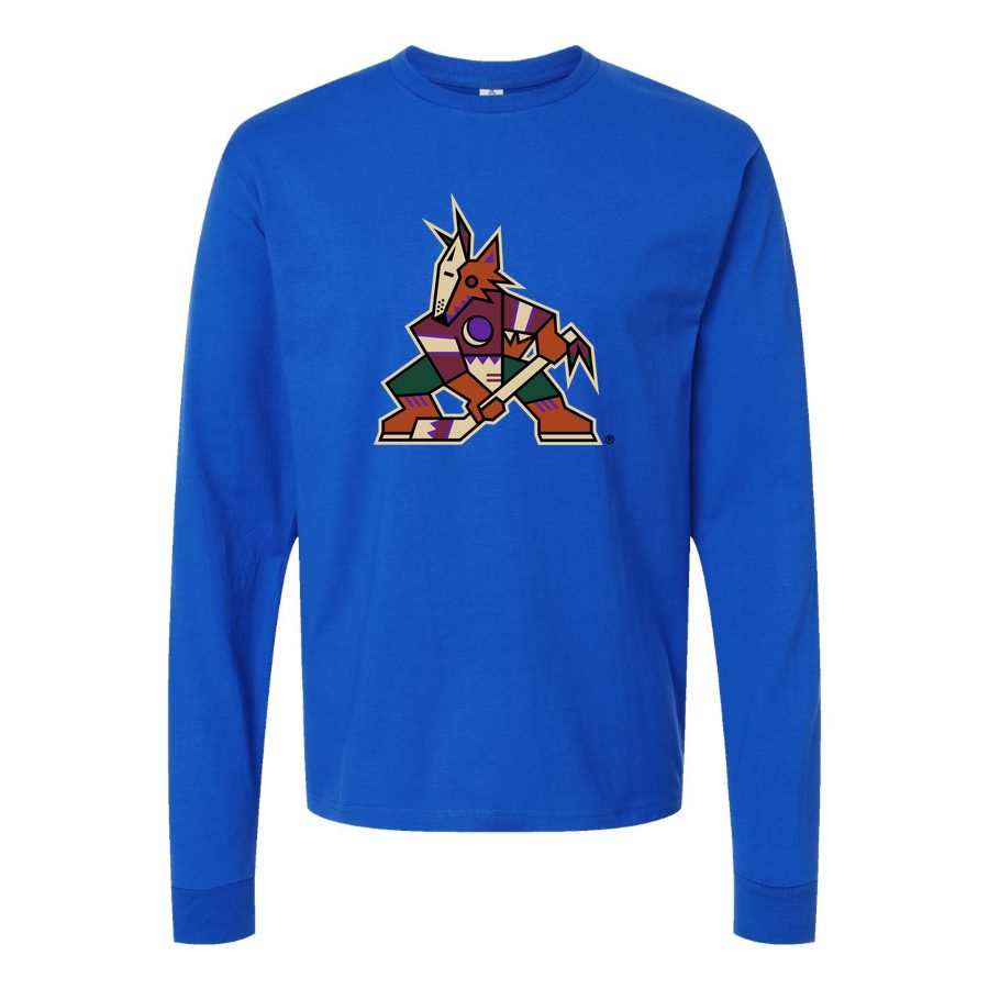 Men's Arizona Coyotes Long sleeves Cotton Blend T-Shirt - Blue