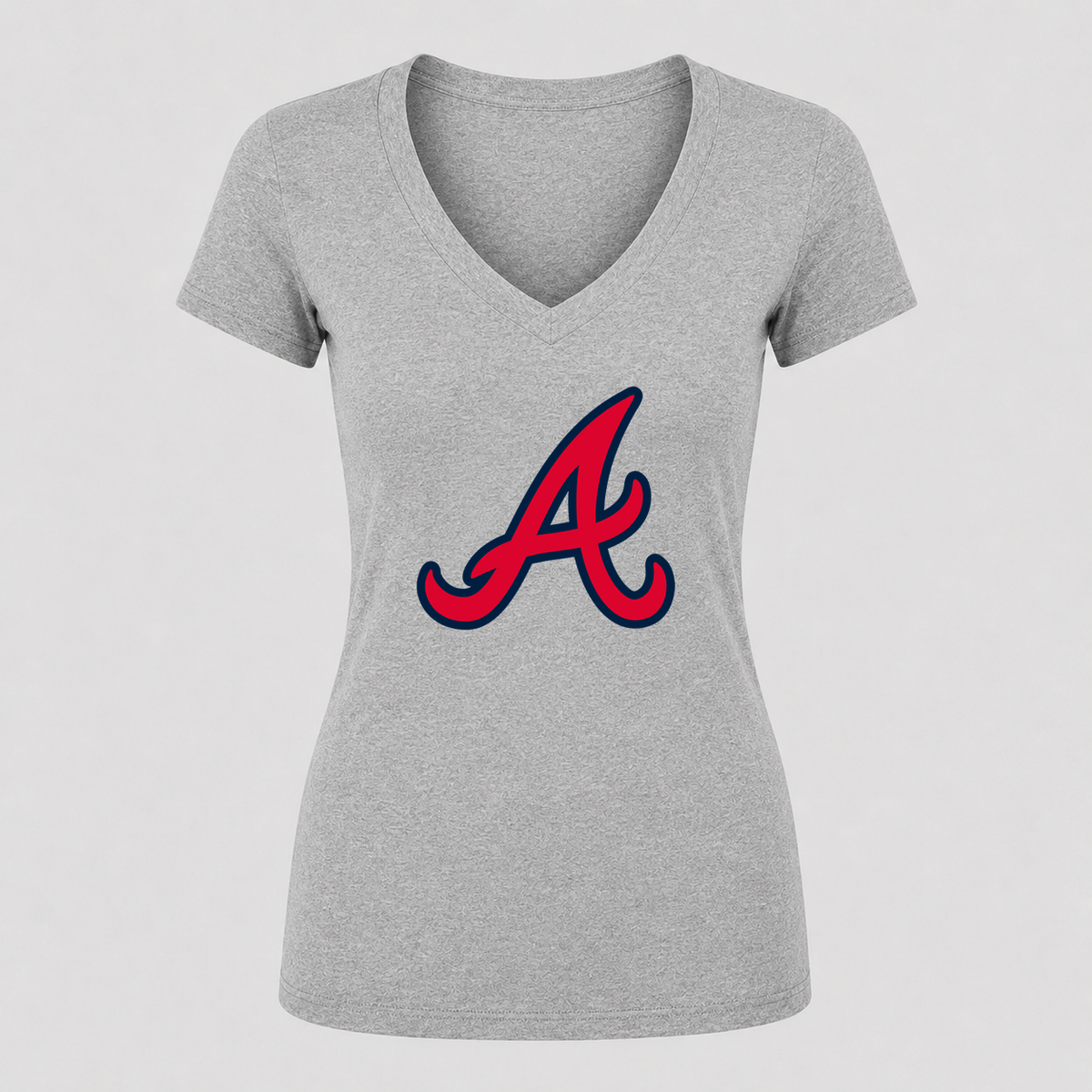 Women's Atlanta Braves V Neck T-Shirt in gray
