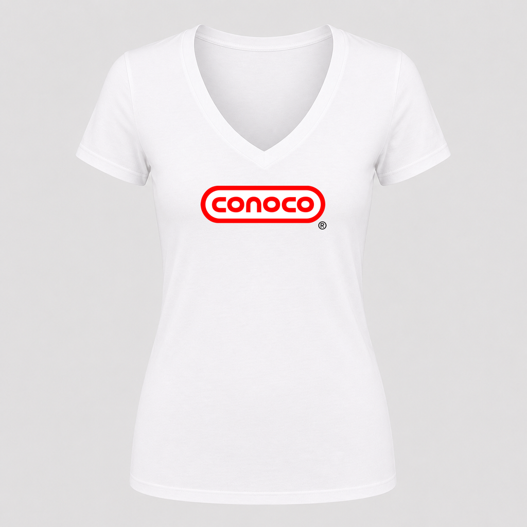 Women's Conoco V Neck T-Shirt in white