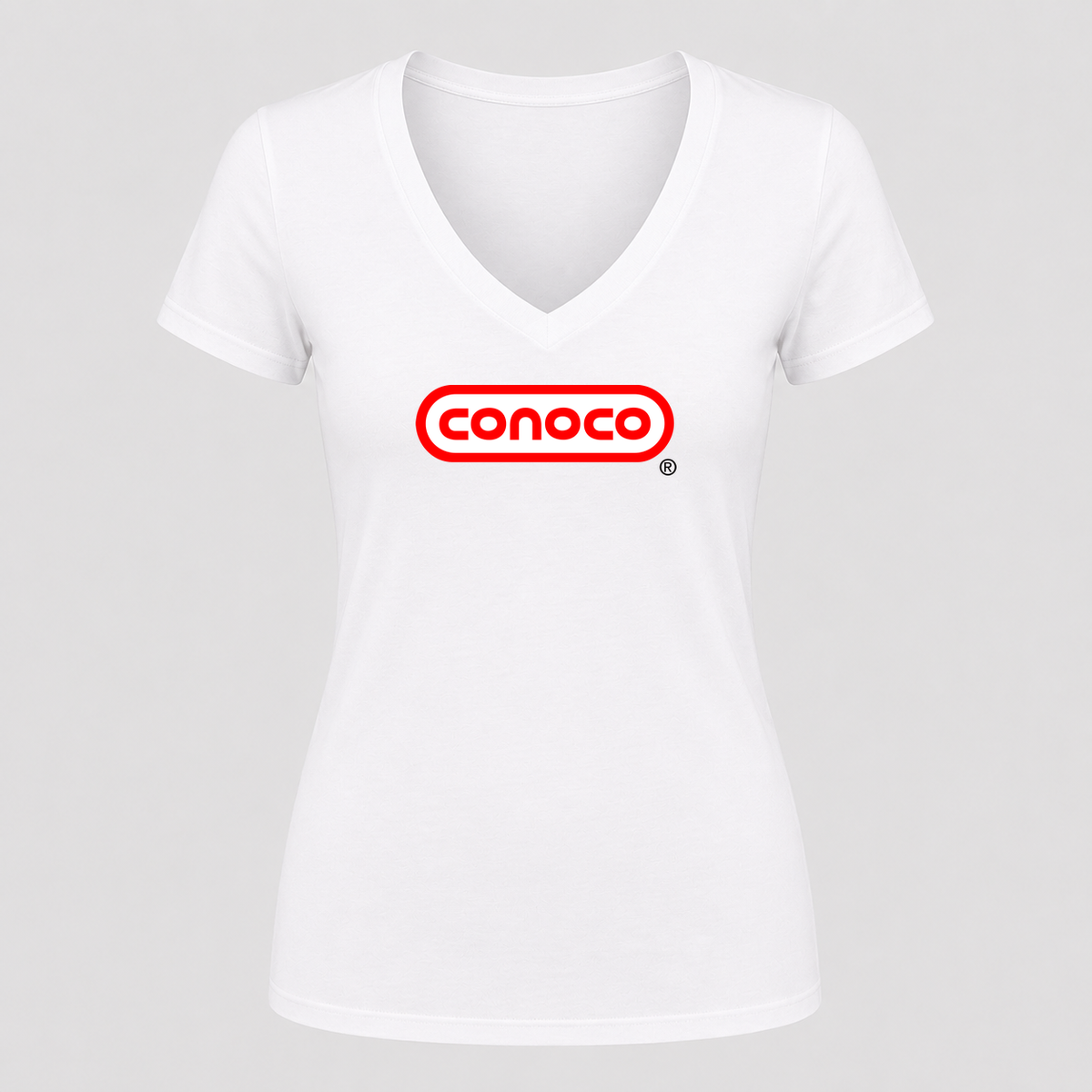 Women's Conoco V Neck T-Shirt in white