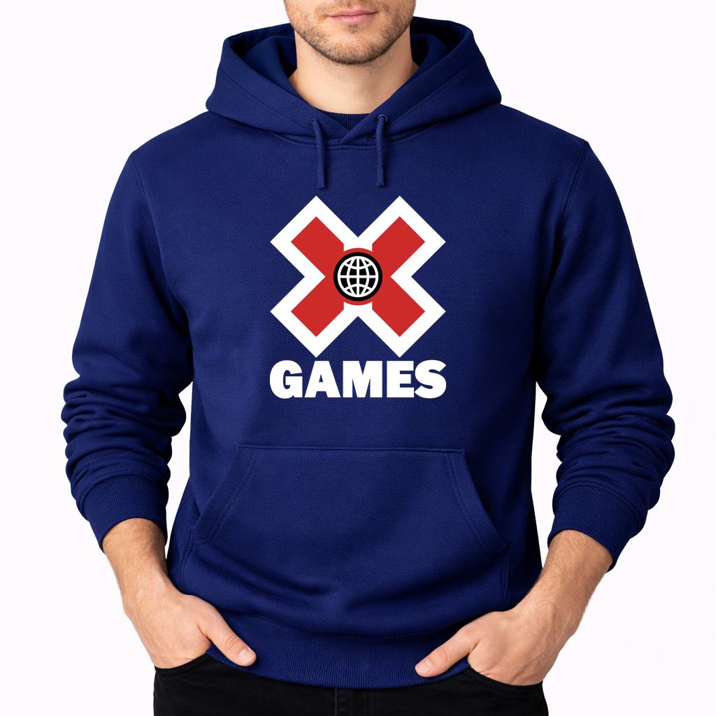 Men's X Games .white Pullover Hoodie - Navy