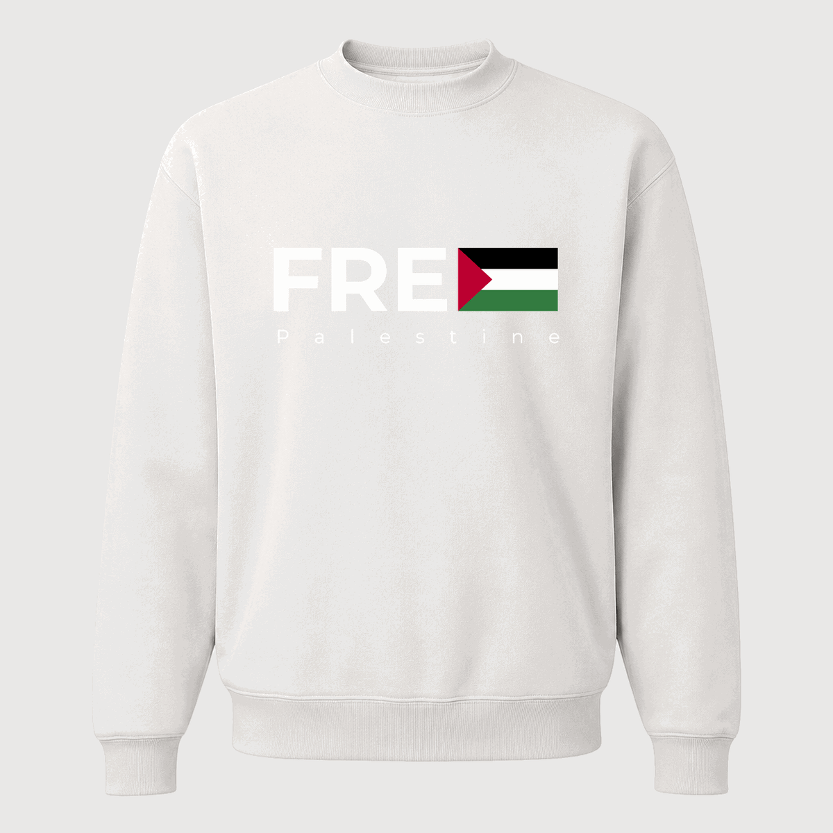 Men's Free Palestine White Logo Crewneck Sweatshirt - White