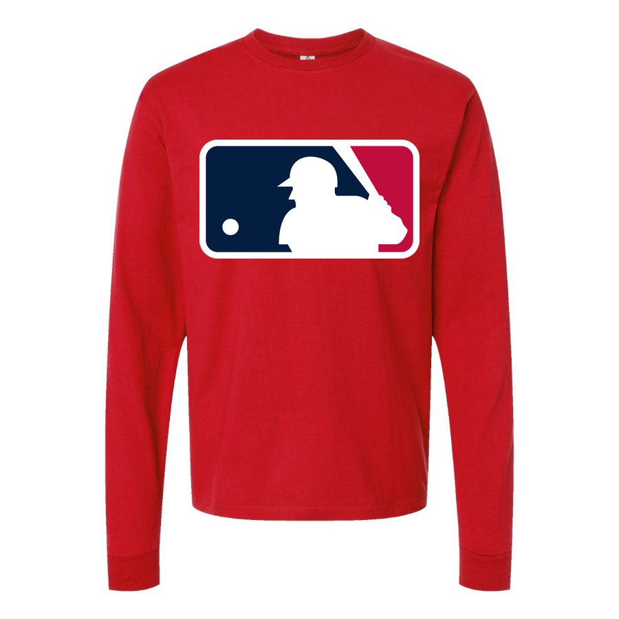 Men's Major League Baseball logo Long sleeves Cotton Blend T-Shirt - Red