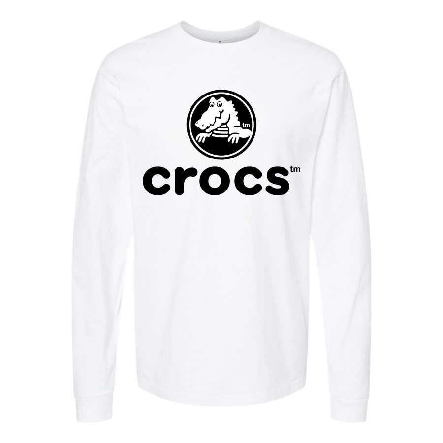 Men's Crocs-Logo-1536x864 Long sleeves Cotton Blend T-Shirt - White