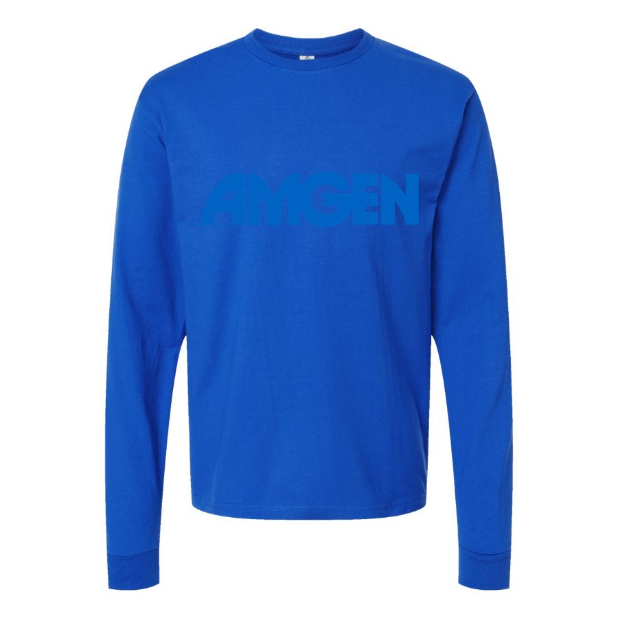 Men's Amgen-Logo-500x281-min Long sleeves Cotton Blend T-Shirt - Blue