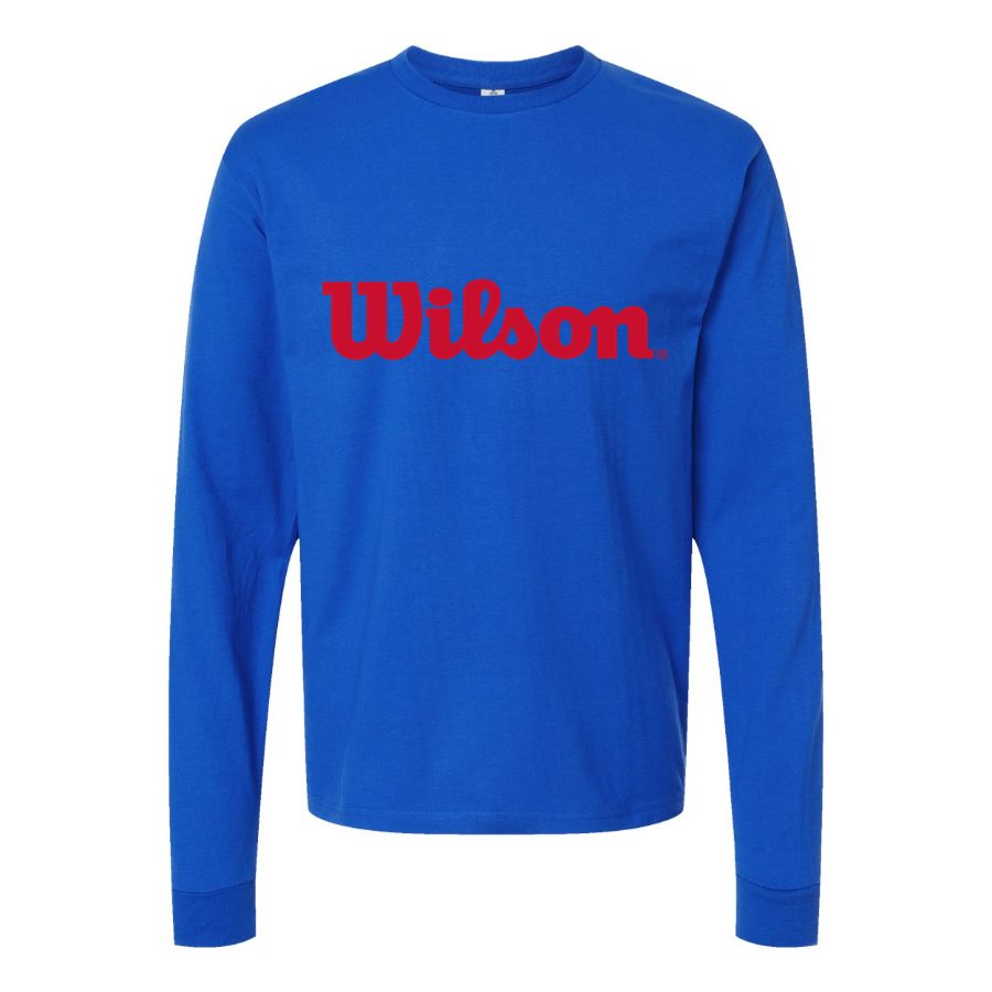 Men's Wilson-Logo-1024x640 Long sleeves Cotton Blend T-Shirt - Blue