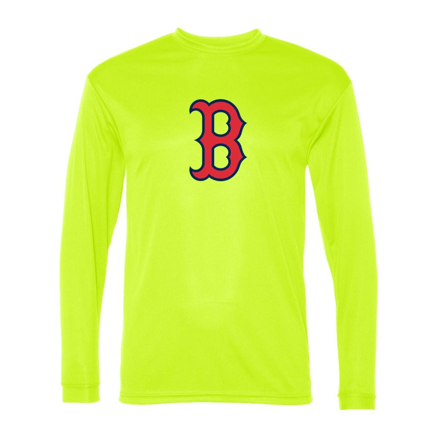 Men's Boston Red Sox Polyester Long Sleeve T-Shirt - Safety Yellow