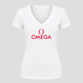 Women's Omega V Neck T-Shirt in white