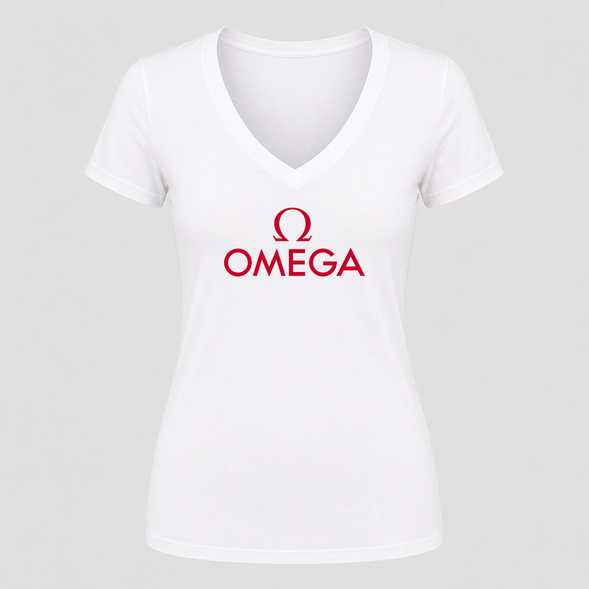 Women's Omega V Neck T-Shirt in white