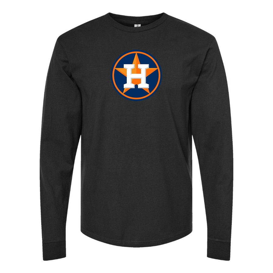 Men's Houston Astros Long sleeves Cotton Blend T-Shirt - Black