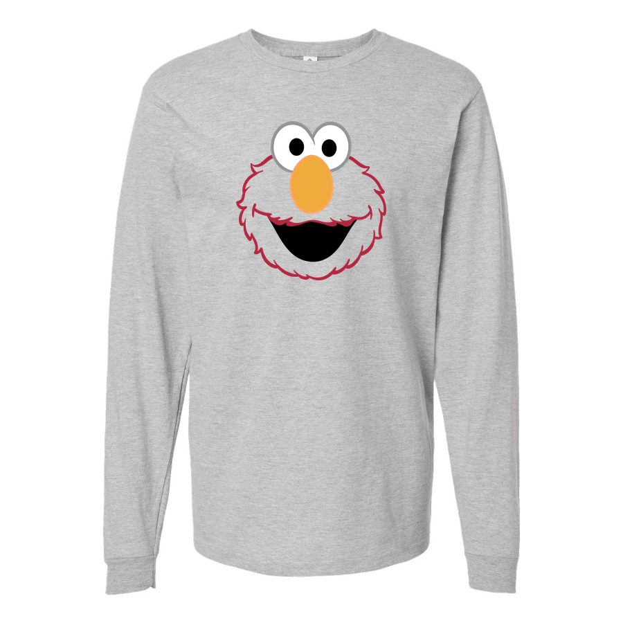 Men's Elmo Face2 Long sleeves Cotton Blend T-Shirt - Gray