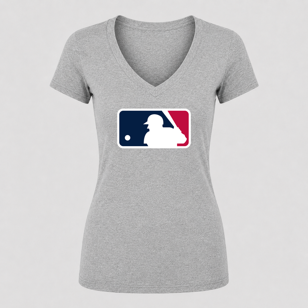 Women's Major League Baseball V Neck T-Shirt in gray