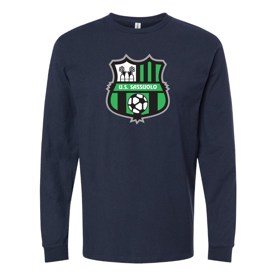 Men's U.S. Sassuolo Soccer Logo Long sleeves Cotton Blend T-Shirt - Navy