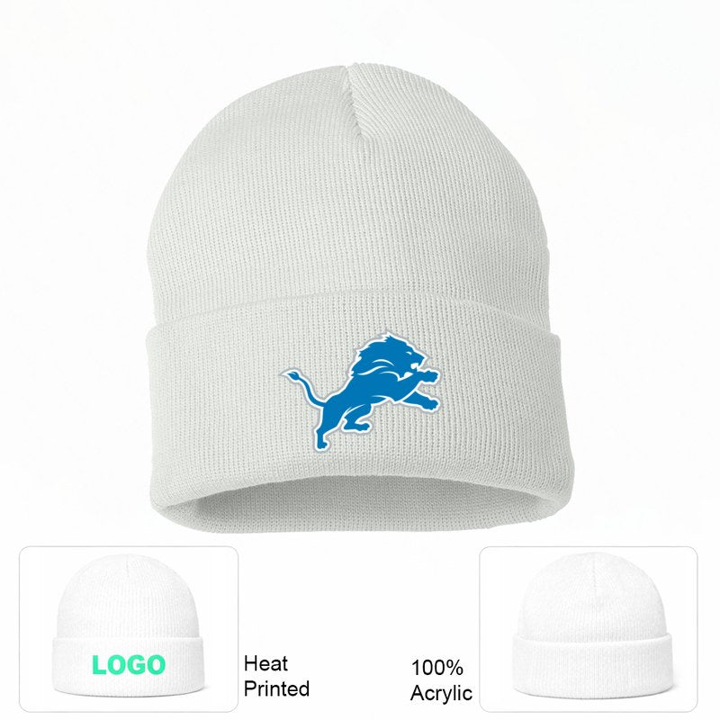 Detroit Lions White Beanie Hat