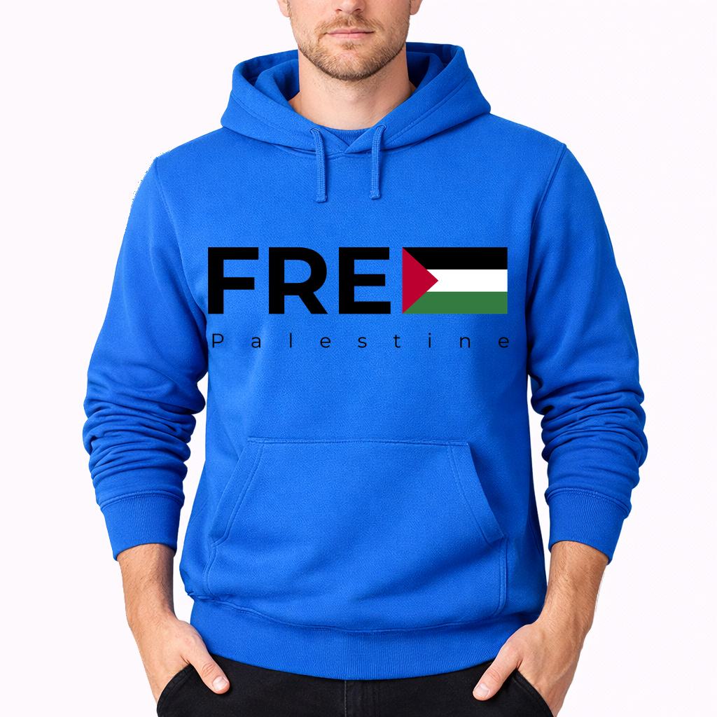 Men's Palestine Black Pullover Hoodie - Azure