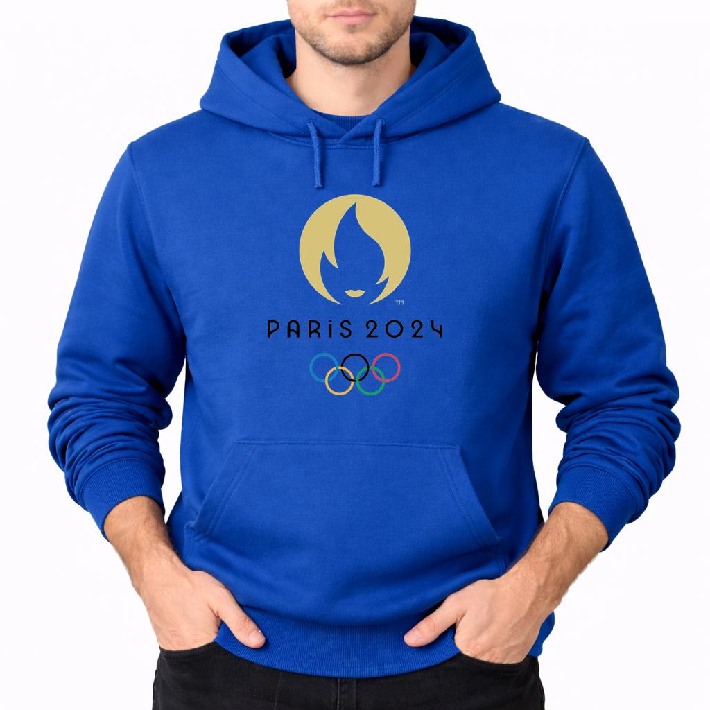 Men's Olympics 2024 Paris Black Pullover Hoodie - Blue