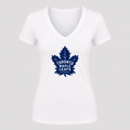 Women's Toronto Maple Leafs V Neck T-Shirt in white