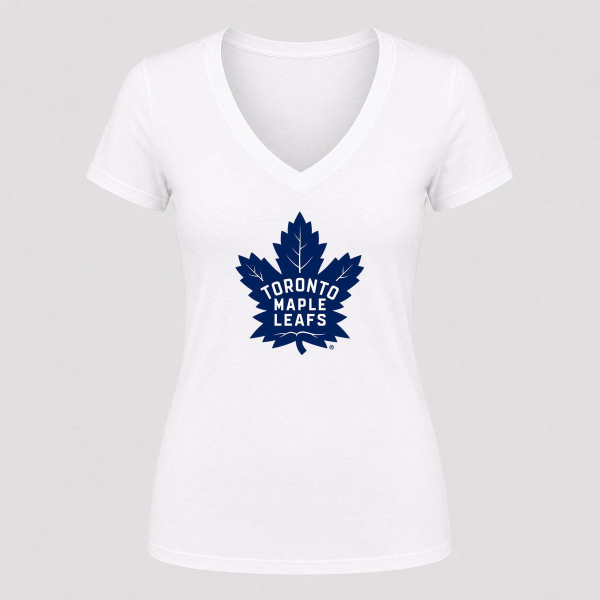 Women's Toronto Maple Leafs V Neck T-Shirt in white