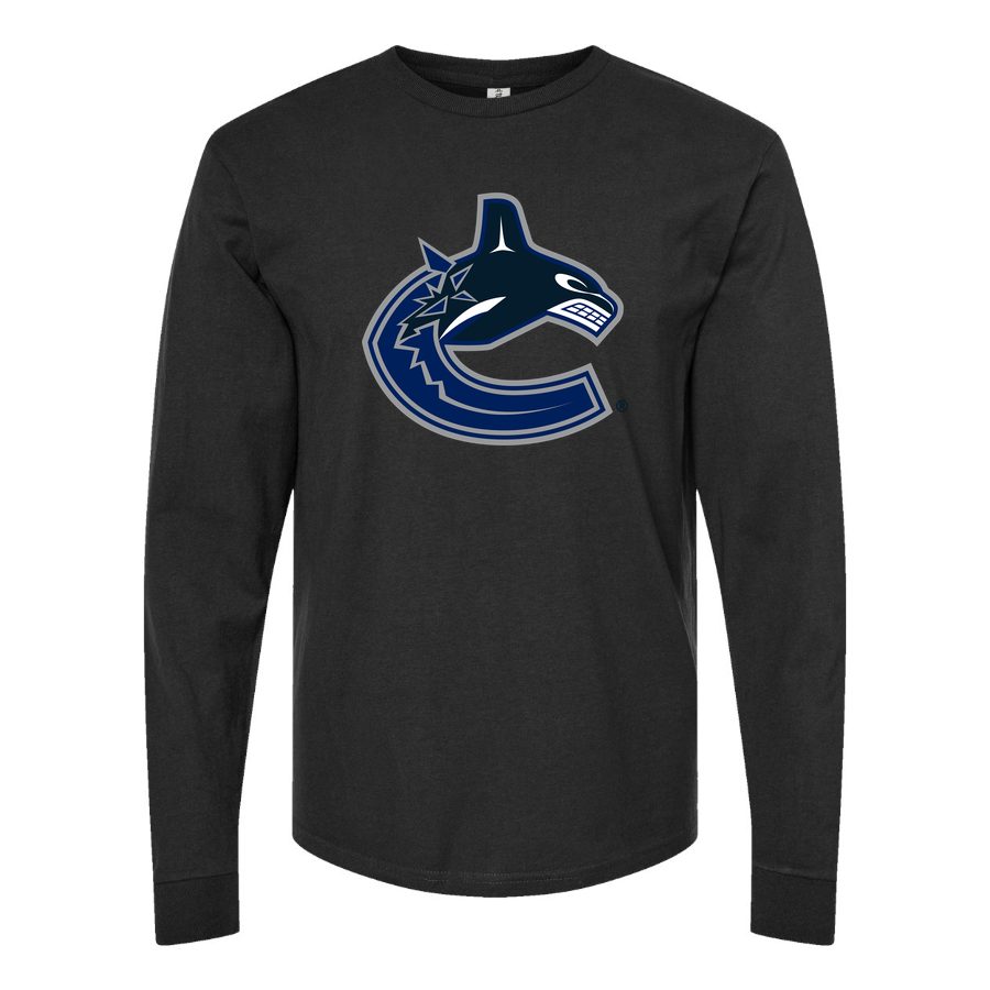 Men's Vancouver Canucks Long sleeves Cotton Blend T-Shirt - Black
