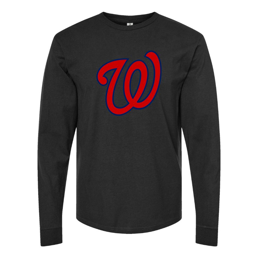 Men's Washington Nationals Long sleeves Cotton Blend T-Shirt - Black