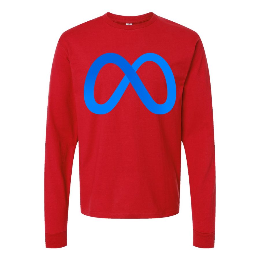 Men's Meta Logo Long sleeves Cotton Blend T-Shirt - Red