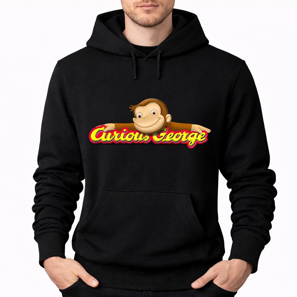 Men's Curious George Pullover Hoodie - Black