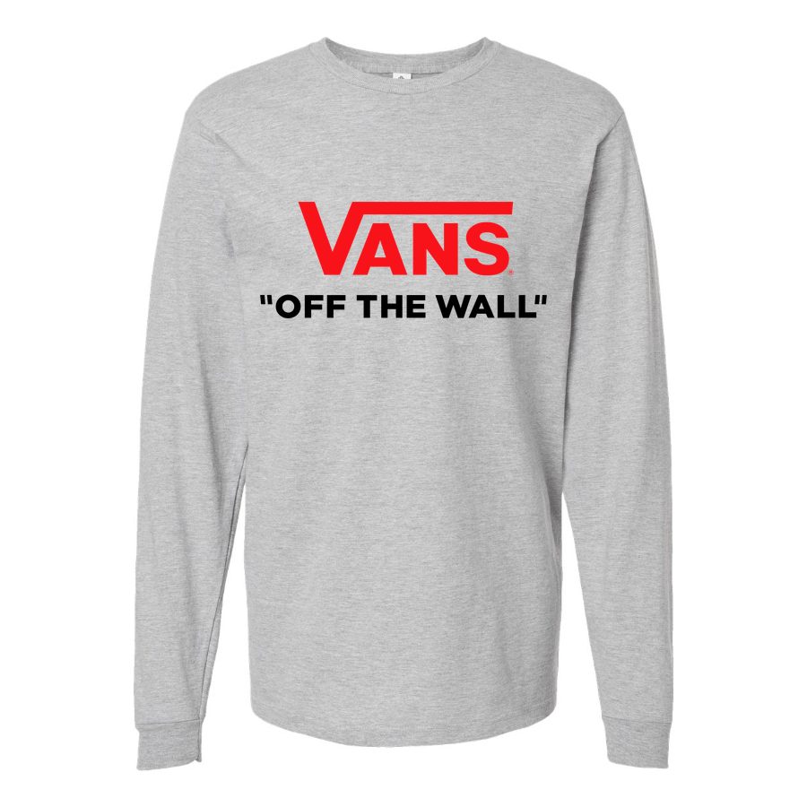 Men's Vans-logo-1024x576 Long sleeves Cotton Blend T-Shirt - Gray