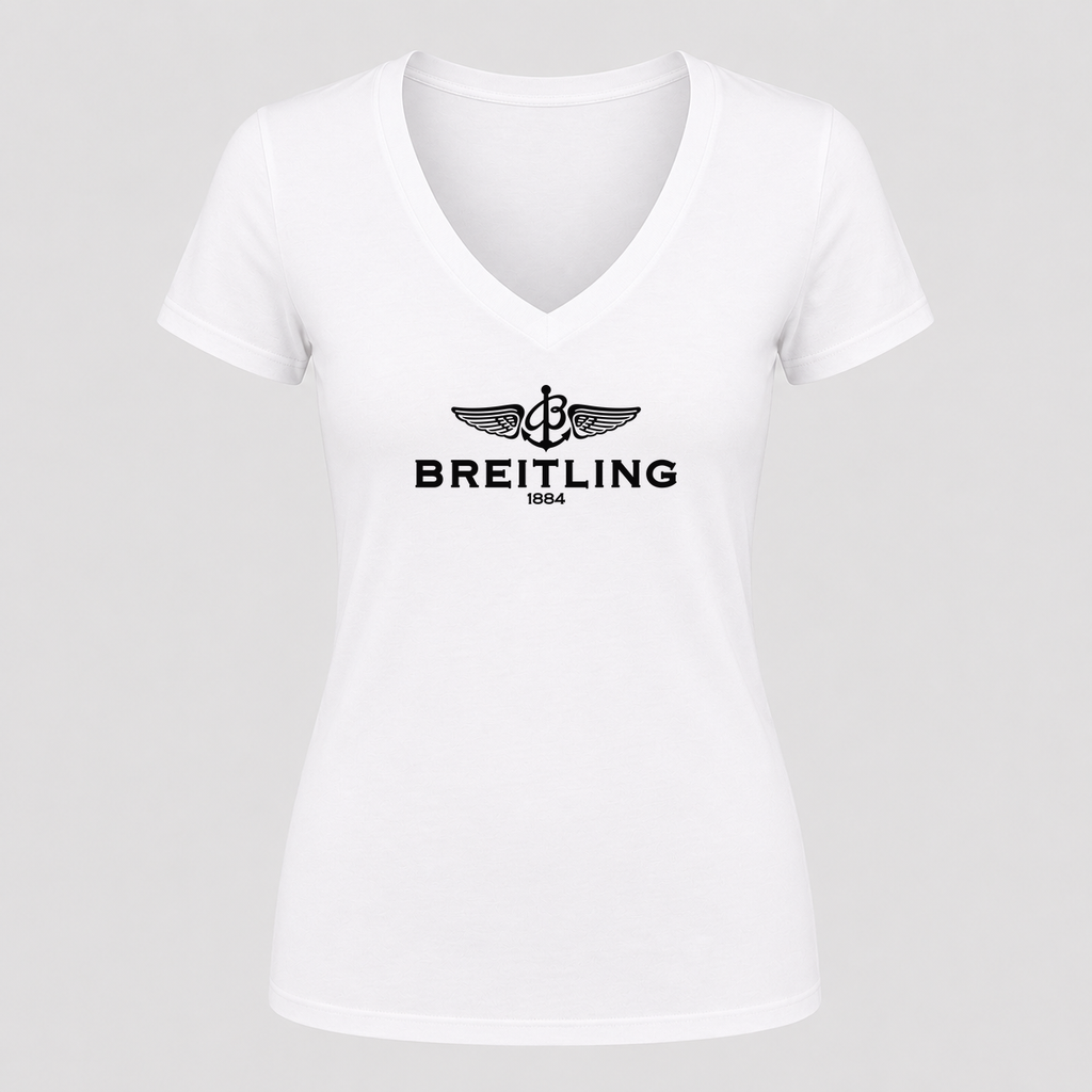 Women's Breitling V Neck T-Shirt in white