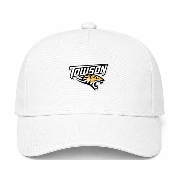 Towson Tigers Logo White Dad Baseball Cap Hat