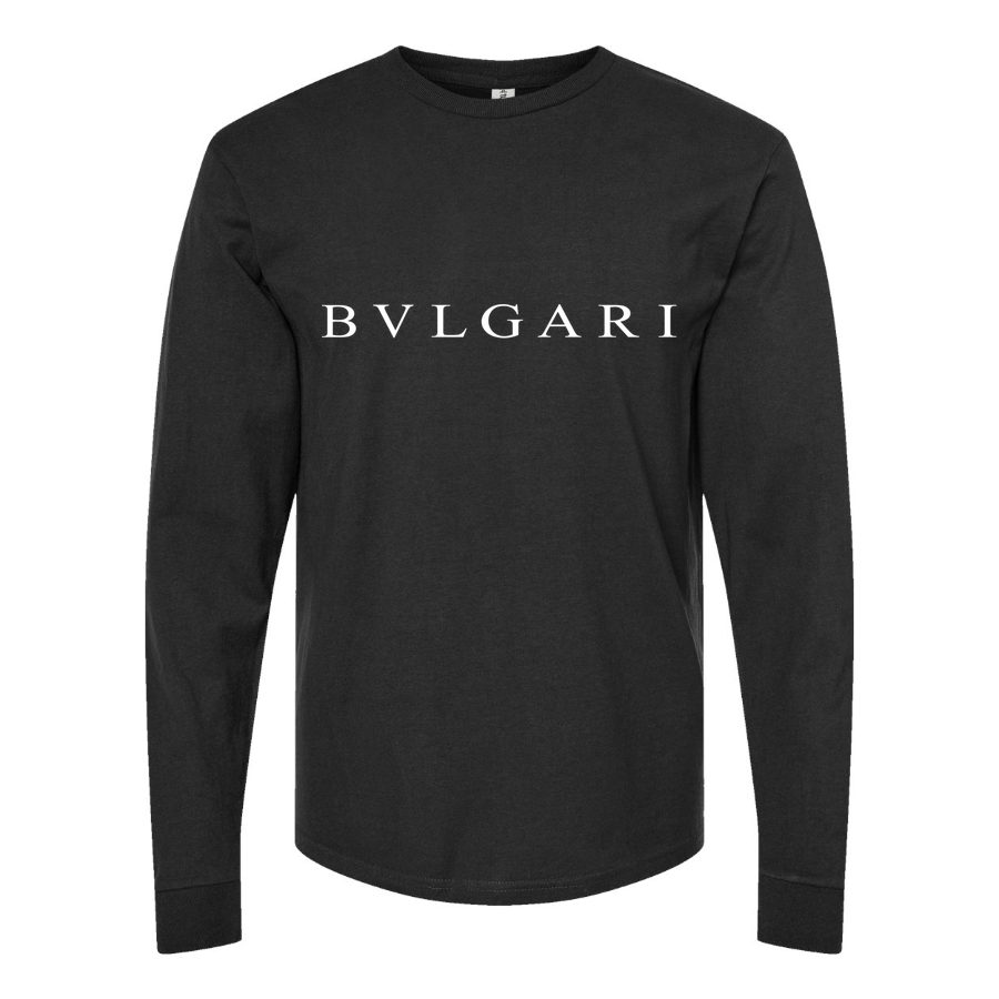 Men's Bvlgari-Logo-white Long sleeves Cotton Blend T-Shirt - Black