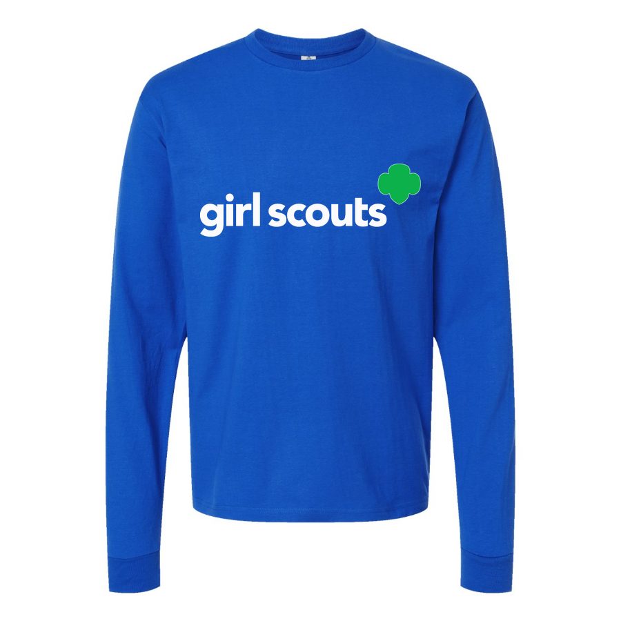 Men's Girl Scouts White Long sleeves Cotton Blend T-Shirt - Blue