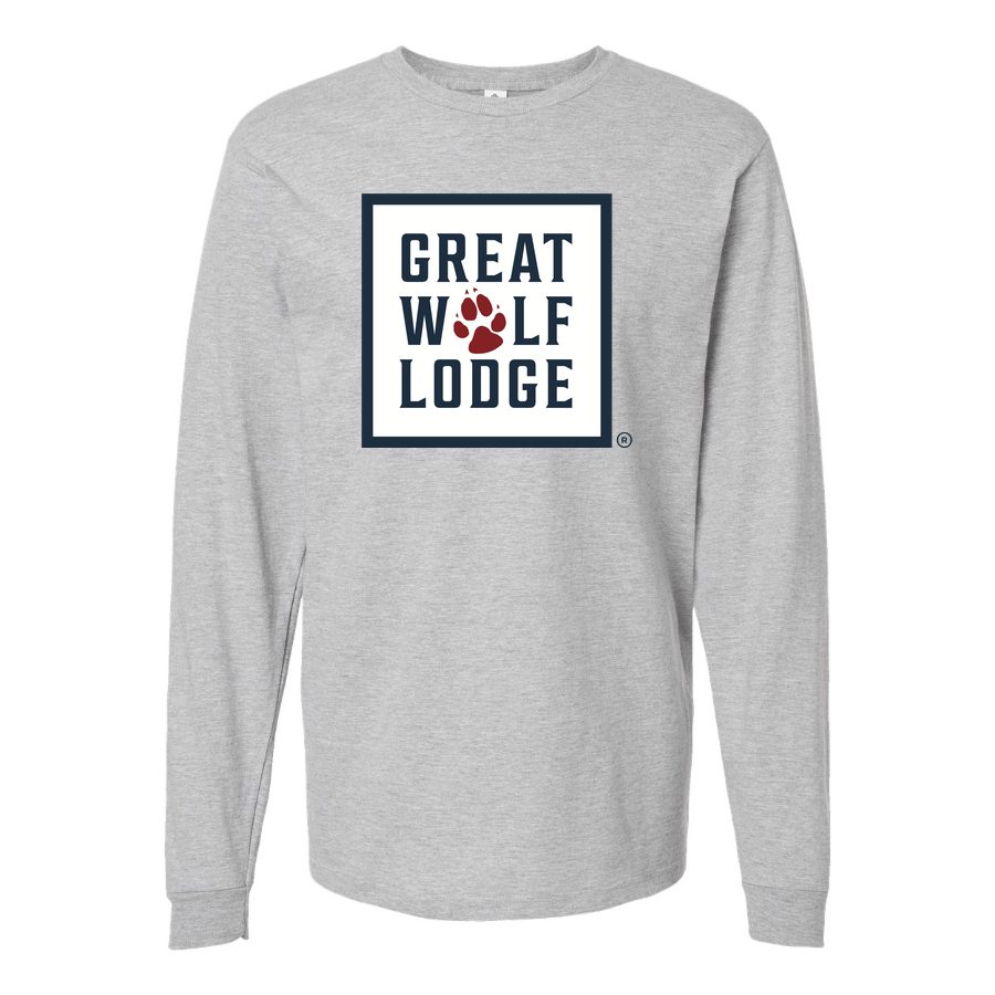 Men's Great-Wolf-Lodge-logo-1536x864 Long sleeves Cotton Blend T-Shirt - Gray