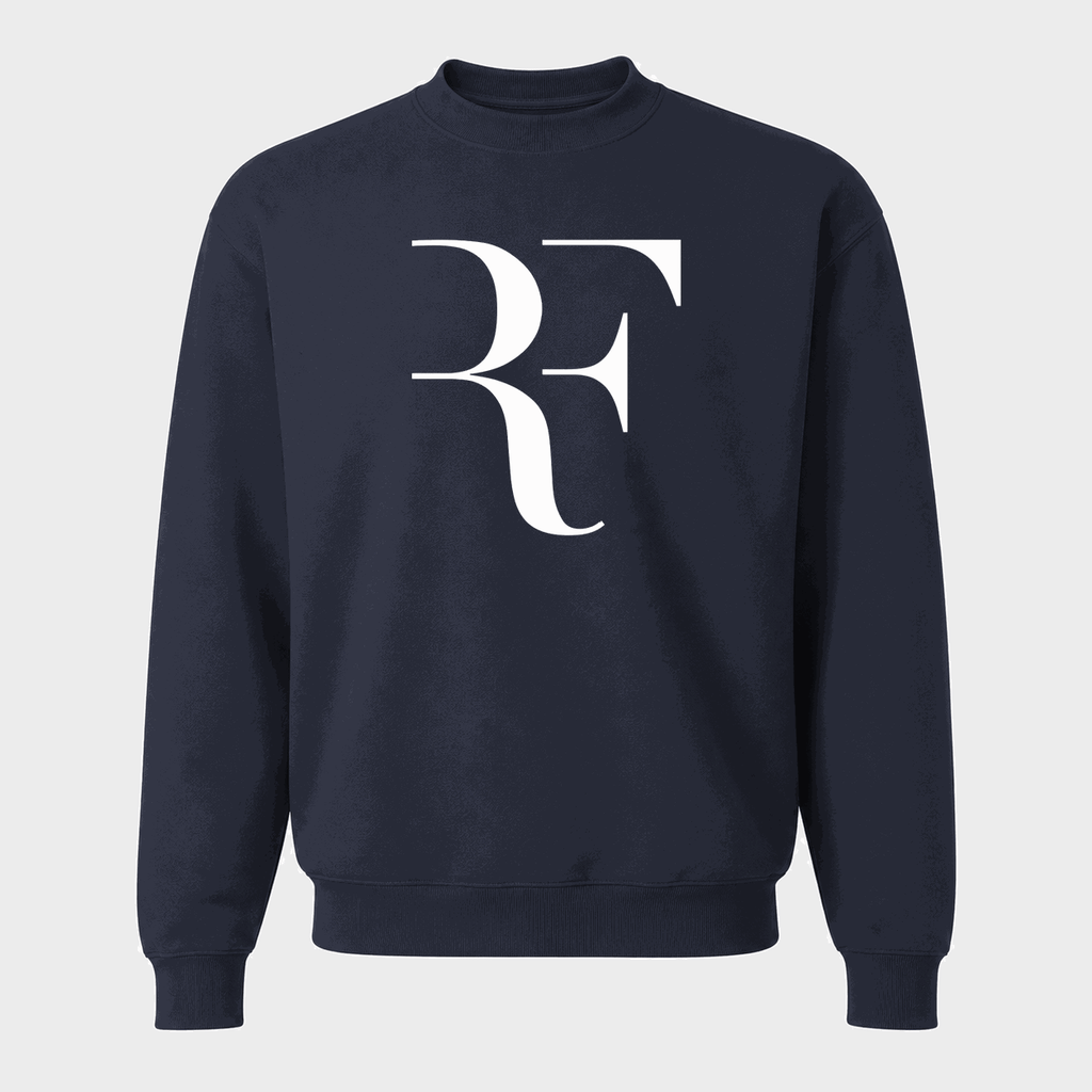 Men's Roger Federer White Logo Crewneck Sweatshirt - Navy
