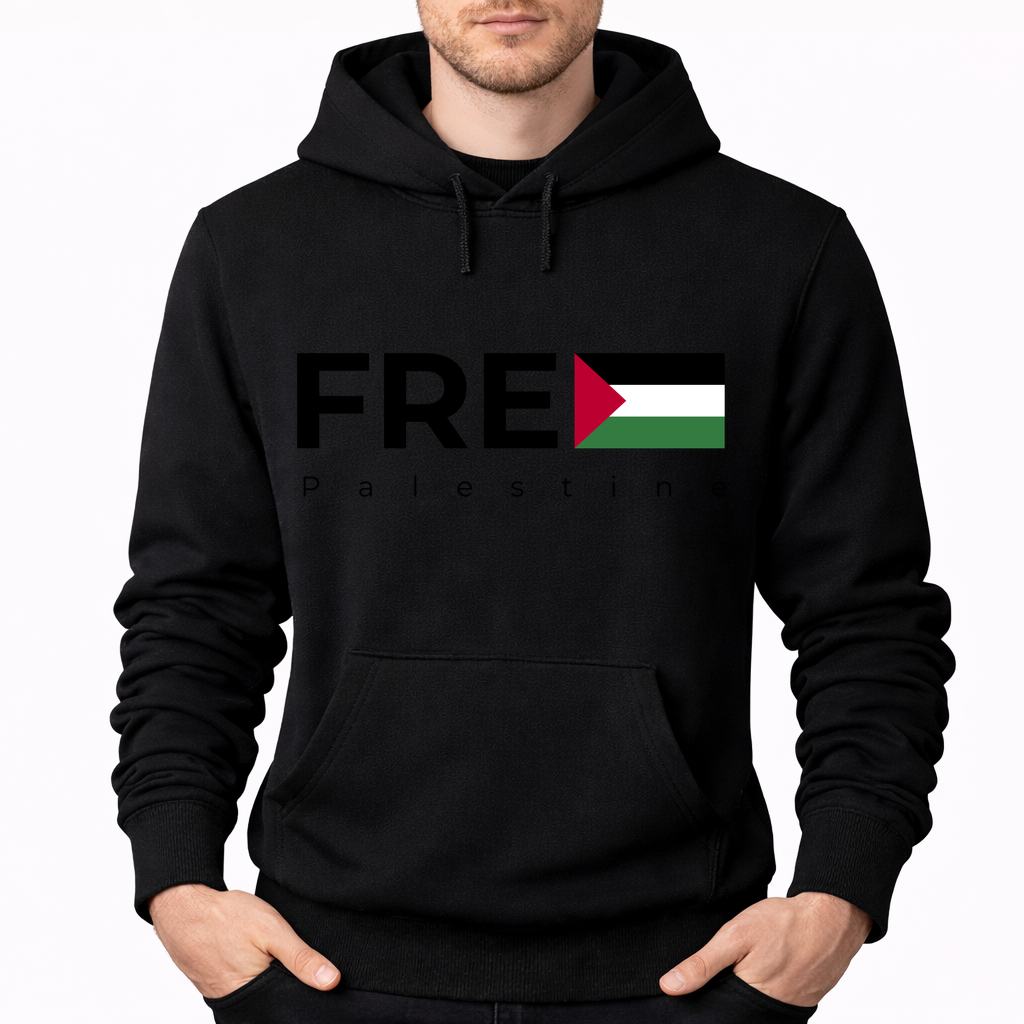 Men's Palestine Black Pullover Hoodie - Black
