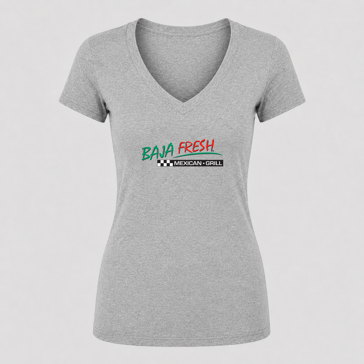 Women's Baja Fresh V Neck T-Shirt in gray
