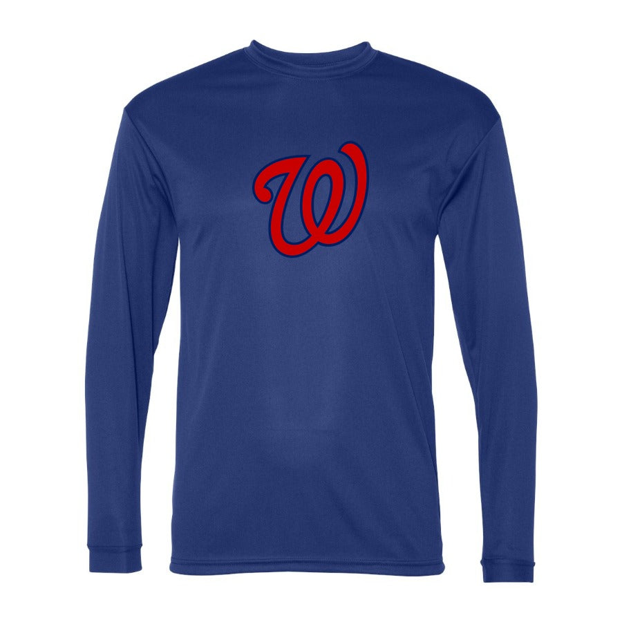 Men's Washington Nationals Polyester Long Sleeve T-Shirt - Blue