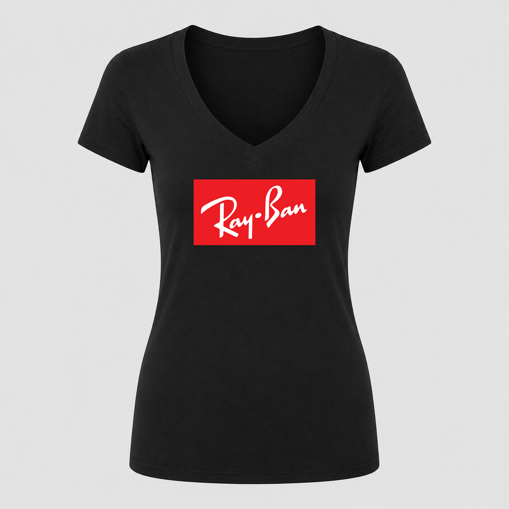Women's Ray-Ban V Neck T-Shirt in black