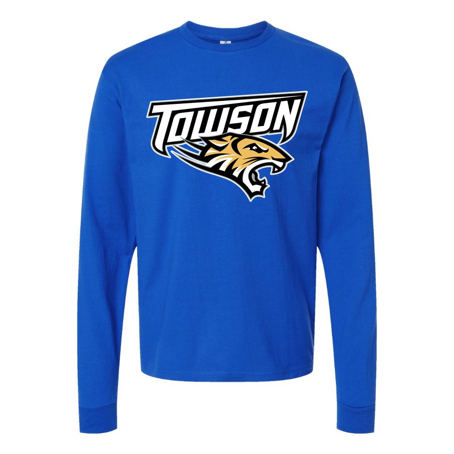 Men's Towson Tigers Logo Long sleeves Cotton Blend T-Shirt - Blue