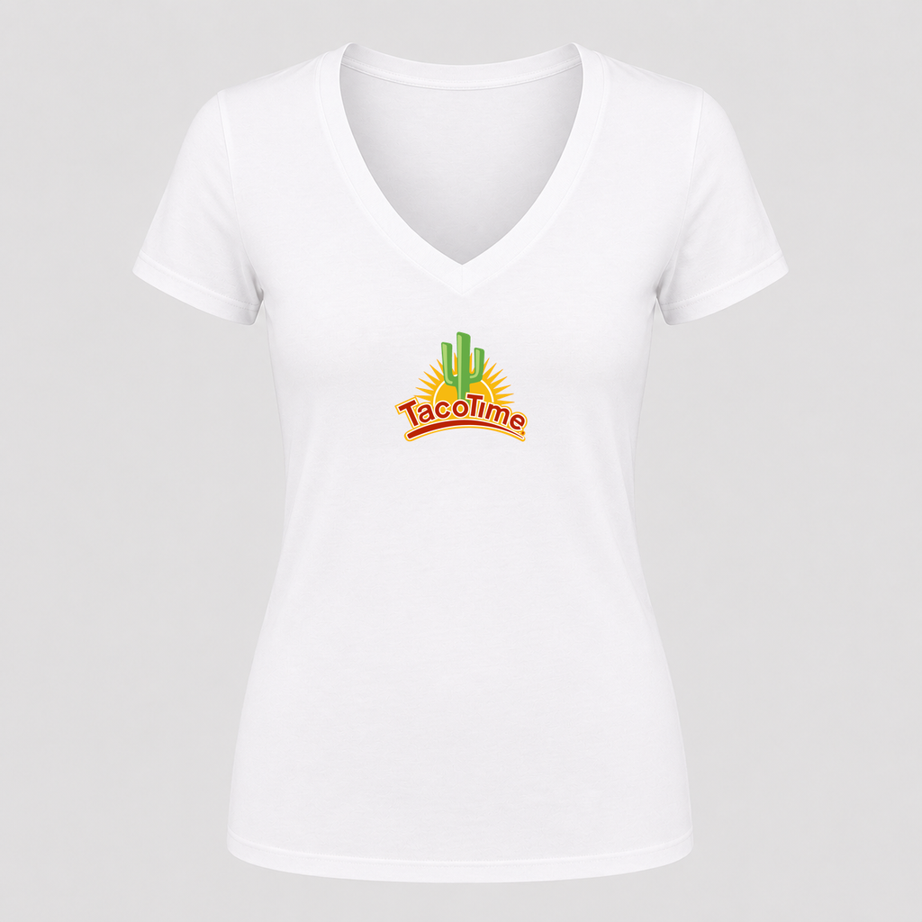 Women's TacoTime V Neck T-Shirt in white