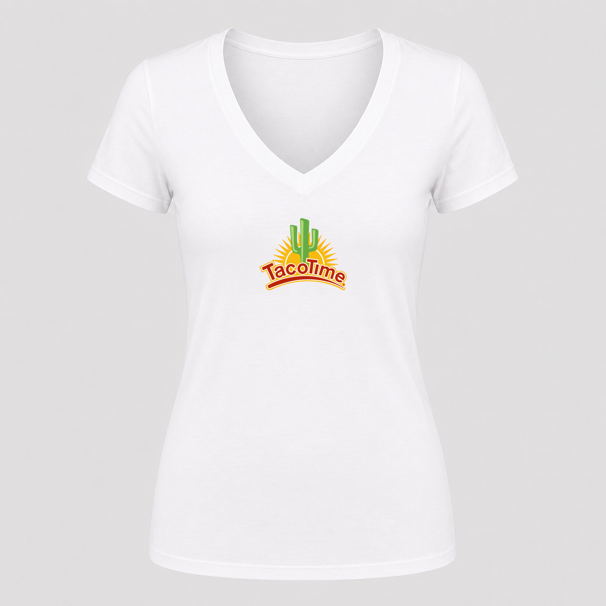 Women's TacoTime V Neck T-Shirt in white