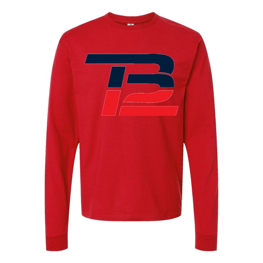 Men's Tom Brady 12 Long sleeves Cotton Blend T-Shirt - Red