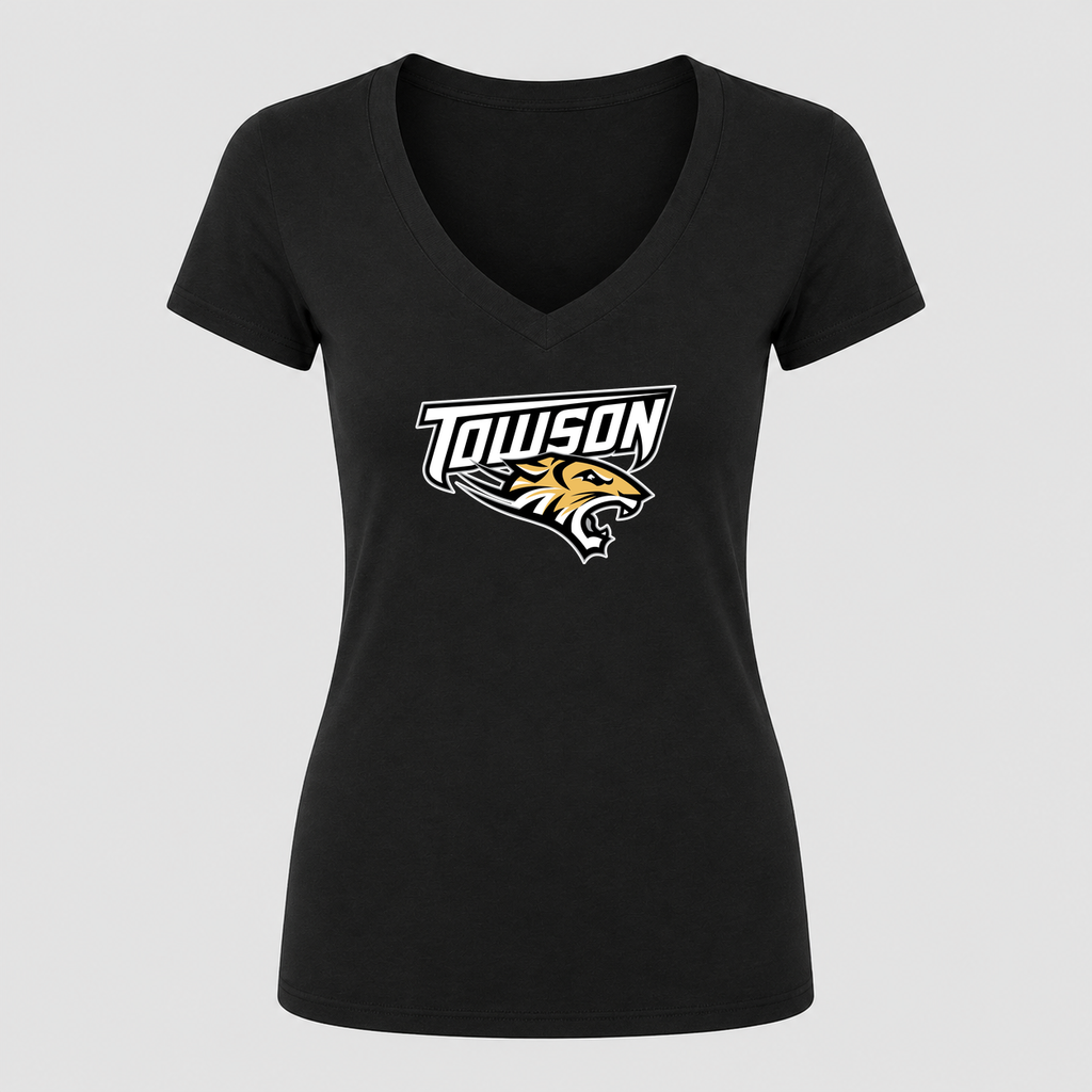 Women's Towson Tigers V Neck T-Shirt in black