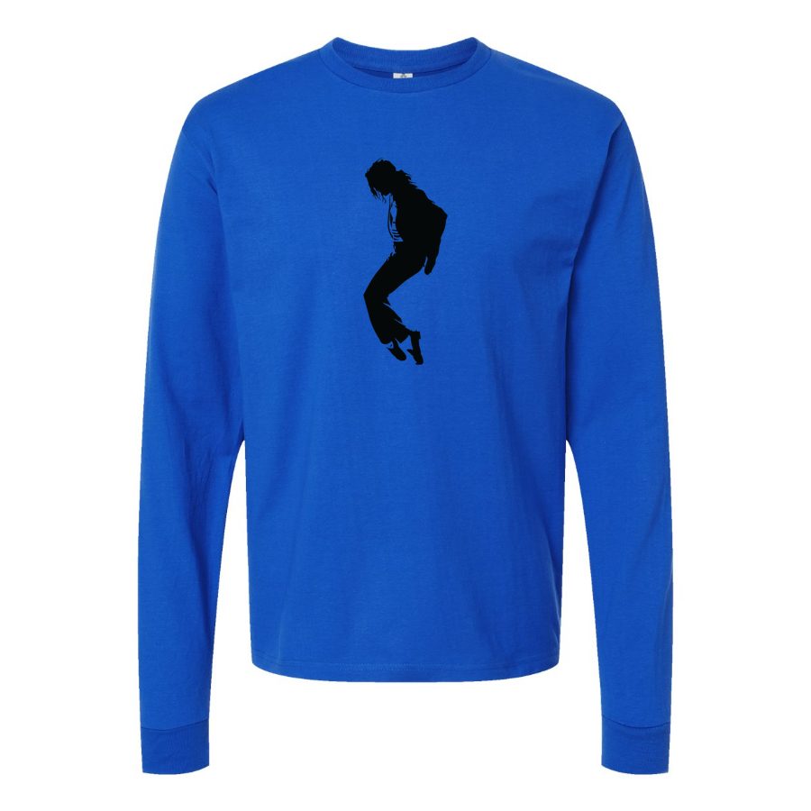 Men's Michael-Jackson-Logo-768x432 Long sleeves Cotton Blend T-Shirt - Blue